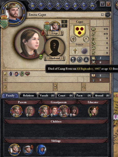 Emma, sister of Phillipe I, death, August 1087.PNG